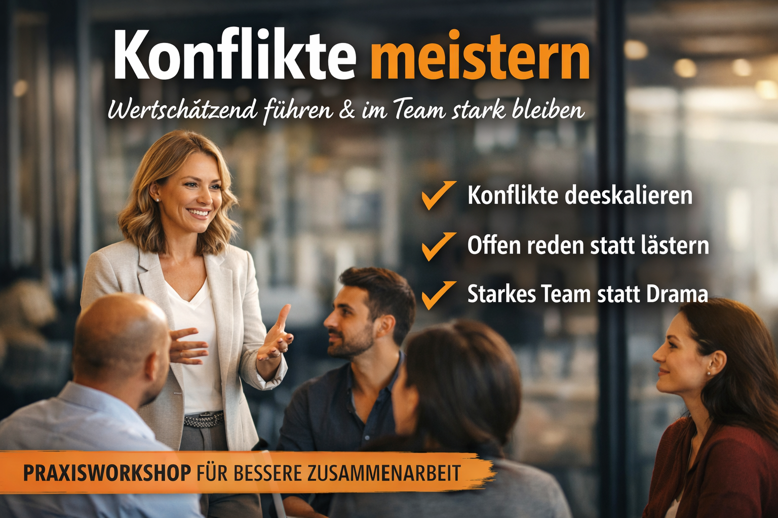 Konflikte meistern – Wertschätzend führen & im Team stark bleiben 1 Konflikte meistern – Wertschätzend führen & im Team stark bleiben